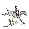 Horseman horse rider. English style jumping horseback man. Royalty Free Stock Photo